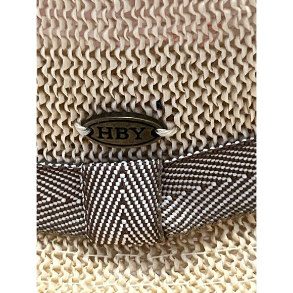 Vintage HBY Miami Straw Fedora Hat – Size L – Natural Woven with Brown Herringbo - Picture 3 of 6